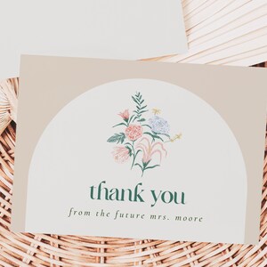 Love is in Bloom Bridal Shower Thank You Note Card Template, Editable Garden Party Stationery, Boho Wildflower Brunch Flat Notes Cards, BS28