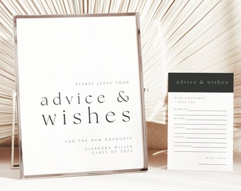 Modern Graduation Advice and Wishes Card | Simple Graduation Advice Card | Graduation Party Game | Minimalist Graduation Wishes Instant GP7