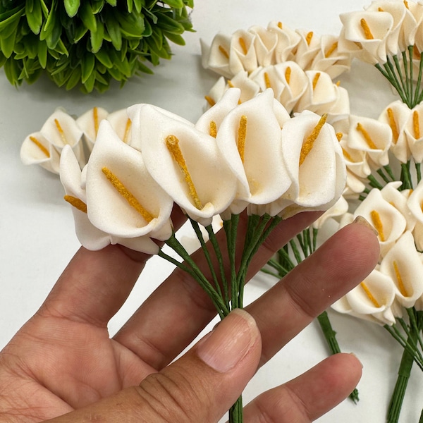 Artificial Mini Calla Lily Flower Heads, Fake Floral Bouquet Head for Crafts DIY Decoration (144pcs) Scrapbooking Garden Wedding