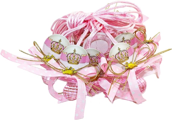 12 PCS Baby Shower Acrylic Pacifier Crown Ribbon Polka Dot - Main Image