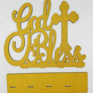 God Bless Wooden Table Centerpiece First Communion Baptism Decorations ...