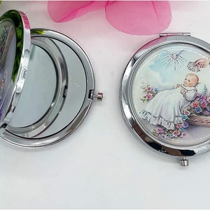 12 Pieces of Favors, Beautiful Baptism Compact Mirror Keychain Favors, Baptism Occasion Favors, Baptism Baby Favors, Llaveros de bautizo