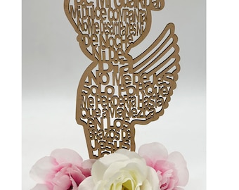 12 Guardian Angel Wings  12 inches Wood with Stand Laser Cutout  Centerpiece First Communion Quinceañera Christening