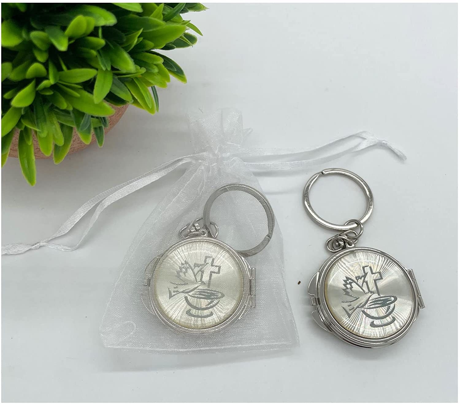 Baptism Mini Compact Mirror Keychain Party Favor Bautizo 