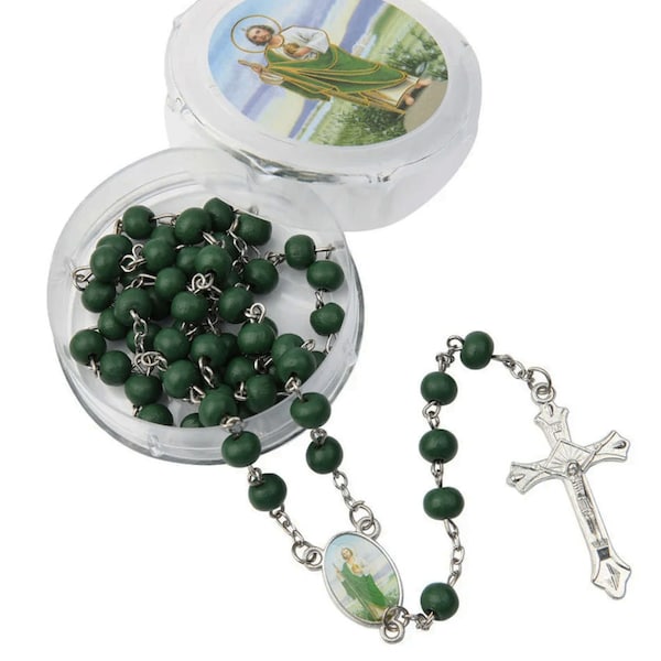 San Judas Favors Rosaries Cross Scented Recuerdos de Bautizo Rosario Saint Jude Car Auto Rosary, Baptism, Religious Gift - 12 PCS