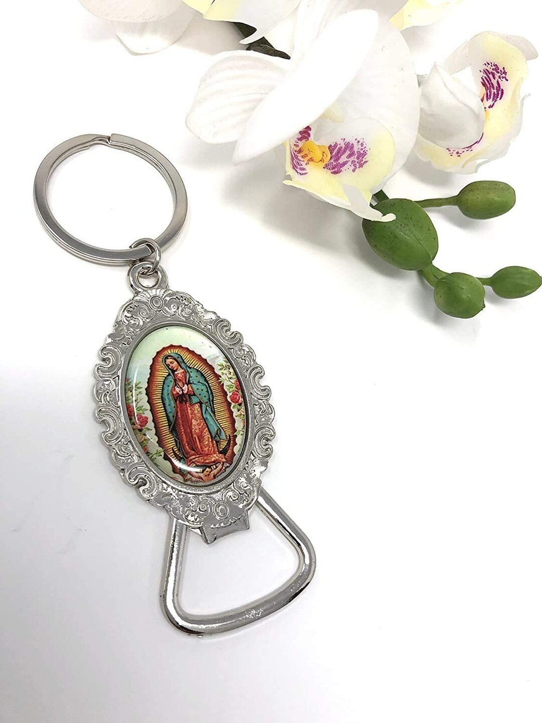 24 Pcs Our Lady of Guadalupe Keychains Baptism Favors