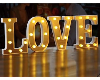 8in Gold 3D Marquee Lights | Light up Names | Wedding Lights Decor | Marquee Letter Lights | Personalized Name Light | LED Alphabet