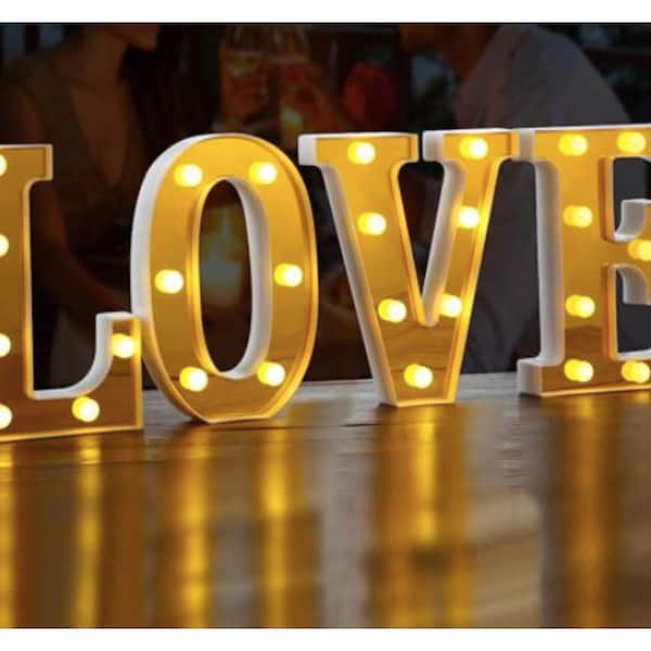 8in Gold 3D Marquee Lights | Light up Names | Wedding Lights Decor | Marquee Letter Lights | Personalized Name Light | LED Alphabet