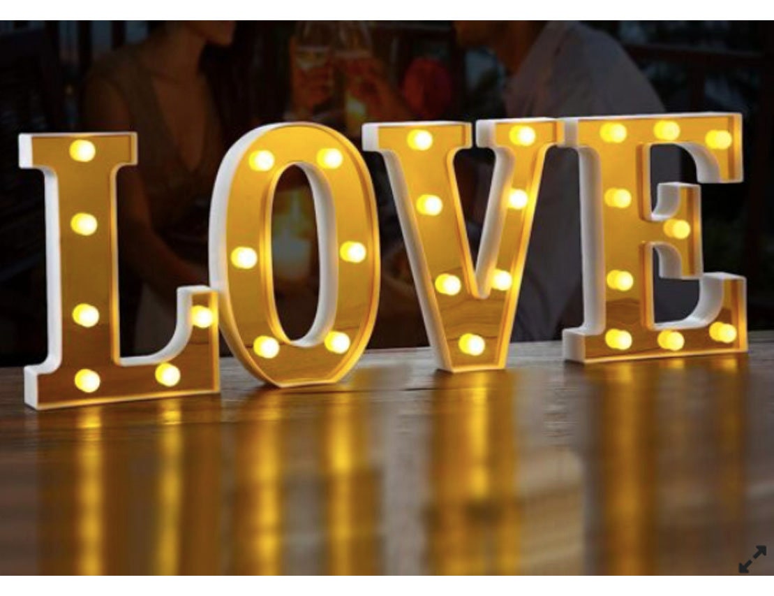 8in Gold 3D Marquee Lights | Light up Names | Wedding Lights Decor | Marquee Letter Lights | Personalized Name Light | LED Alphabet
