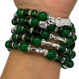 Saint Jude Green Stone Bracelet Pulsera De San Judas Tadeo Prosperidad Proteccion Y Buena Suerte Baptism Beaded Bracelets - 12 PCS