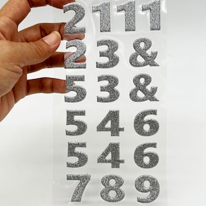 8 Sheets Number Alphabet Stickers, Small Glitter Number Sticker Self Adhesive for Gift Scrapbooks Greeting Cards Arts Craft Date