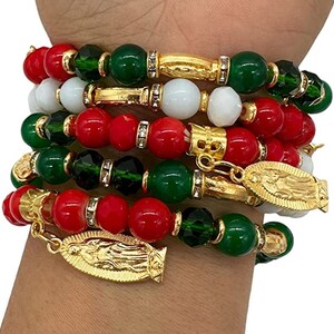 Rosary Lady Guadalupe Virgin Mary Charms Beaded Multi Color Rosary CATHOLIC Bracelet Party Favors Keepsake Recuerdo Bautizo Comunion -12 PCS