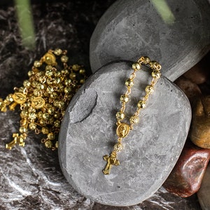 25 Pc Baptism Favors Gold Plated Accents Mini Rosaries Acrylic Beads Recuerditos De Bautismo Christening  Decenarios Decades Finger Rosaries