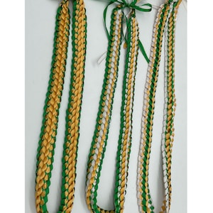 Graduation Lei GRADUATION GIFT Ribbon Double Lei Braided Ribbon Green Yellow White