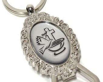 Communion Keychain Bottle Opener Holy Cup Dove Bird with Cross Party Favor Recuerdor De Mi Bautizo - 12PCS