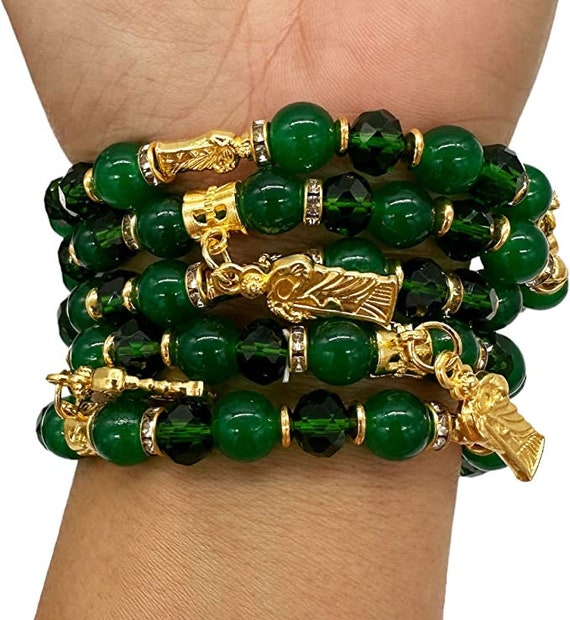 50PCS Green Saint Jude Charms Handmade Mexican Bracelets Religious