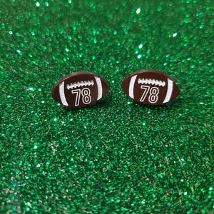 Custom sport earrings, football jewelry with custom numbers,football earrings with custom numbers