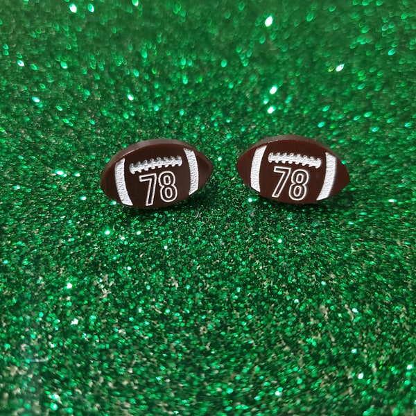 Custom sport earrings, football jewelry with custom numbers,football earrings with custom numbers