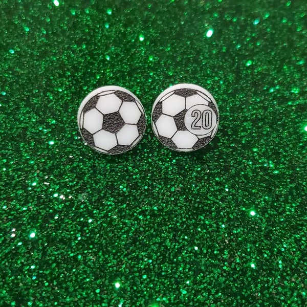 Custom sport earrings, Soccer jewelry with custom numbers, Soccer earrings with custom numbers