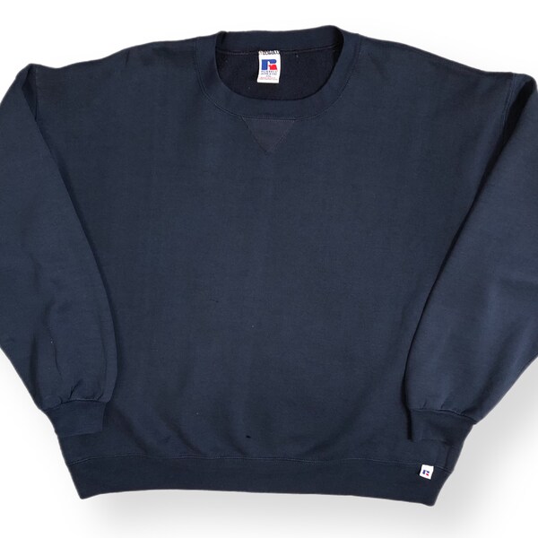 Sweatshirt Vintage Russell Athletic - Taille S, Couleur Jaune, Coupe Boxy, Occasion Très Bon état