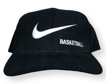 RARE Vintage 90s Nike Basketball Made in USA Swoosh SnapBack Hat Cap