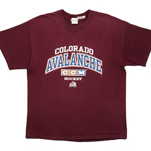 Vintage 90s CCM Colorado Avalanche Hockey Double Sided NHL Graphic T-Shirt Size Large