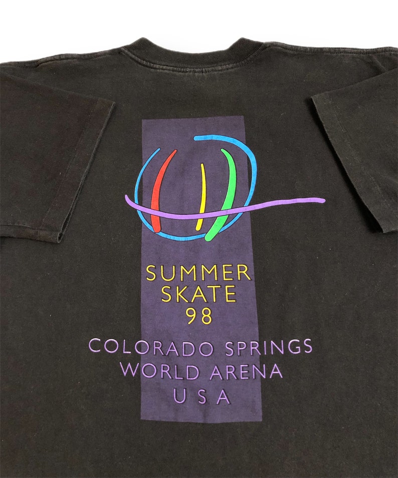 Vintage 1998 Olympic Summer Ice Skate Colorado Springs World Arena Double Sided Graphic T-Shirt Size Large image 2