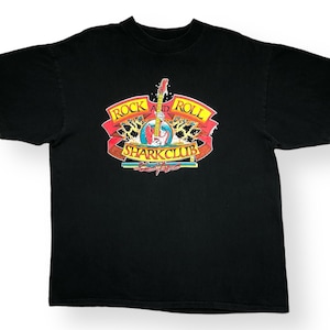 Vintage 90s Rock & Roll Shark Club Las Vegas Nevada Nightclub Graphic T-Shirt Size XL