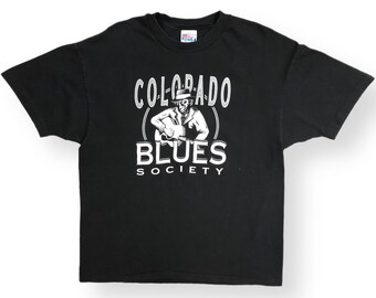 Vintage 90s Colorado Blues Society Made in USA Single Stitch Graphic Music T-Shirt Size XL