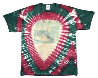 Vintage 90s Tie Dye South American Cruise Graphic T-Shirt (Large)
