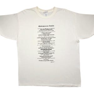 Vintage 90s/Y2K Shakespearean Insults Funny Slogan & Phrase Graphic T-Shirt Size Large/XL