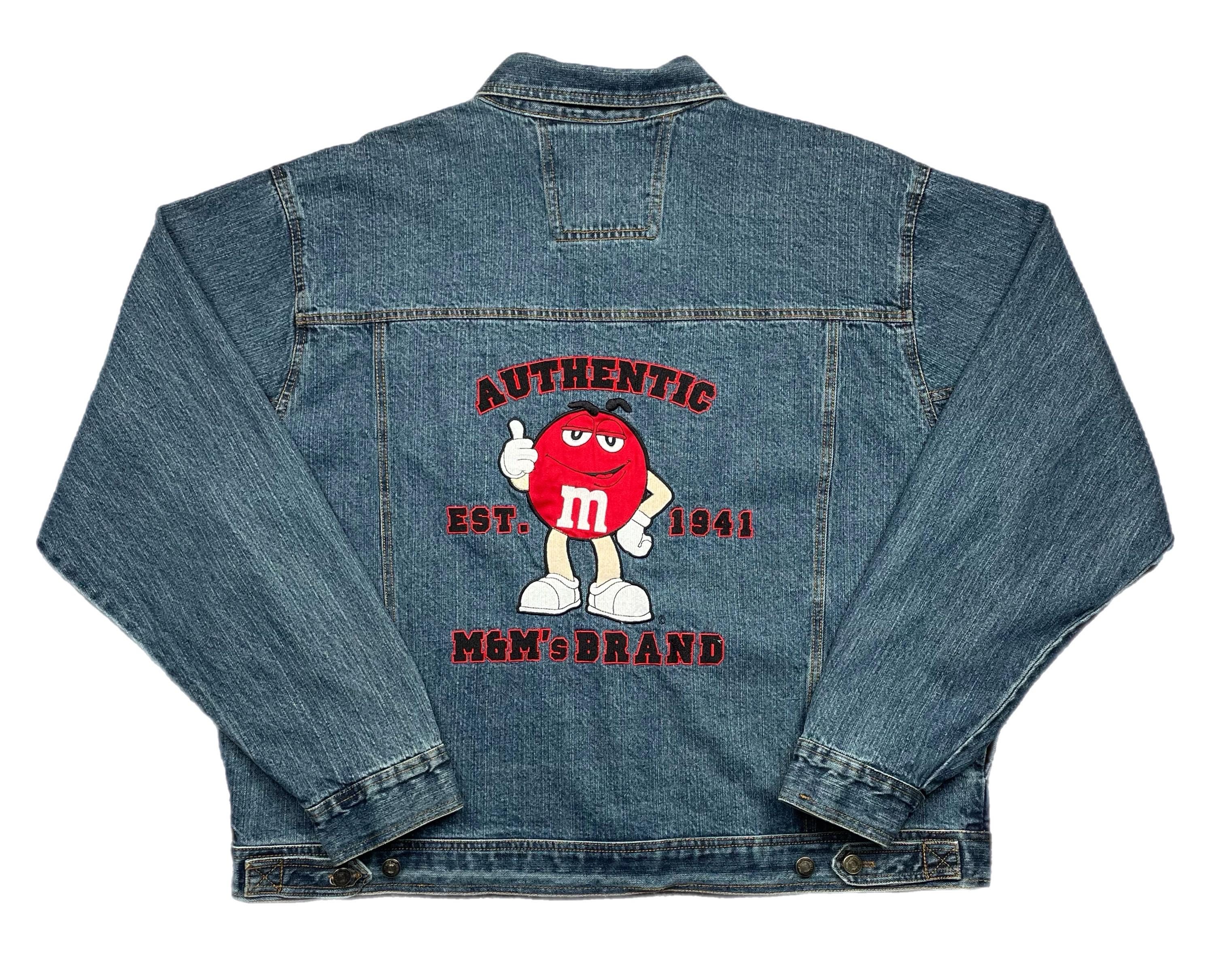 Vintage 90s M&m's Embroidered Denim Jacket (XL/XXL) - Etsy