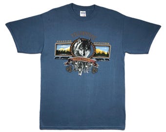 Vintage Y2K Yellowstone Wolf grafisch T-shirt (groot)