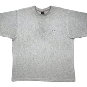 Vintage 90s Nike Side Swoosh Essential Grey Embroidered T-Shirt Size XL