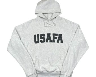 Vintage 90s USAFA Made in USA Reverse Weave Style Double Sided Sweatshirt Hoodie (Large)
