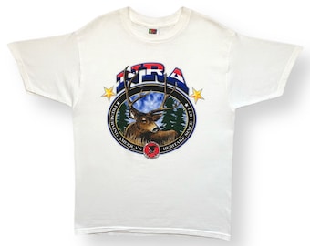Vintage 90er / 00er NRA “Protecting Americas Heritage Seit 1871” Hirsch Grafik T-Shirt Größe Large