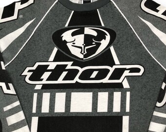 Vintage 90s Thor Motocross Made in USA All Over Print Long Vintage 90s Thor Motocross Made in USA All Over Print Long