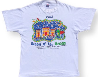 Vintage 1994 Denver “Runnin’ of the Green” Irish Jog & Marathon T-Shirt Size Large