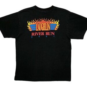 Vintage 2001 Laughlin River Run Double Sided Motorcycle Rally Graphic T-Shirt Size Large