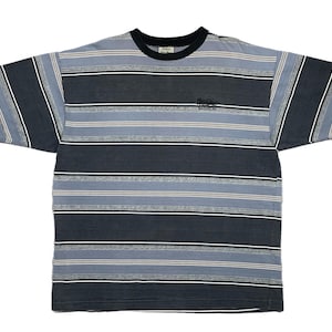 Vintage 90s Mossimo Authentic Limited Edition Striped Skateboarding/Surfing Style Graphic T-Shirt Size XL