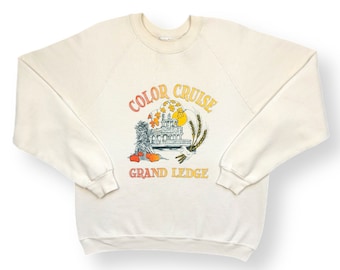 Sudadera con cuello redondo y estampado gráfico de Grand Ledge Michigan, estilo años 80, color crucero, talla grande