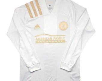 2019 Adidas Atlanta United FC White & Gold Long Sleeve Soccer Jersey (Medium/Large)