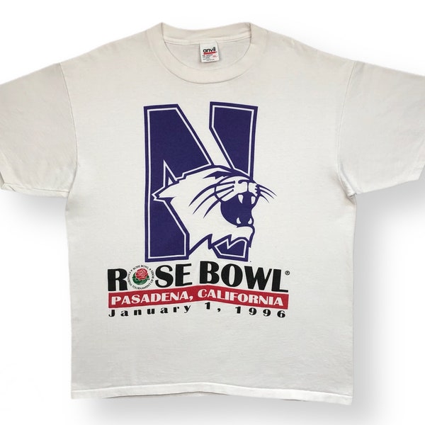 Vintage 1996 Rose Bowl Pasadena California Northwestern University Wildcats Football Graphic T-Shirt Size XL