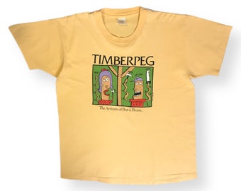 Vintage 1993 Big Hed “Timberpeg” Pop Art Double Sided Graphic T-Shirt Size Large