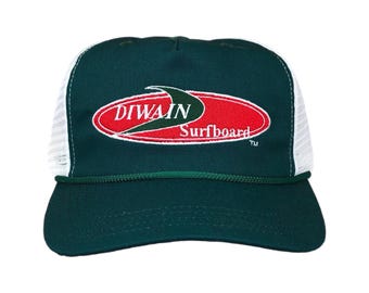 Vintage 70s/80s Diwain Surfboards California Made in USA Mesh Trucker SnapBack Hat Cap