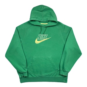 nike mini swoosh oversized green hoodie
