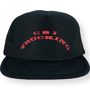 Vintage 80s/90s CSI Trucking Black Mesh Trucker SnapBack Hat Cap
