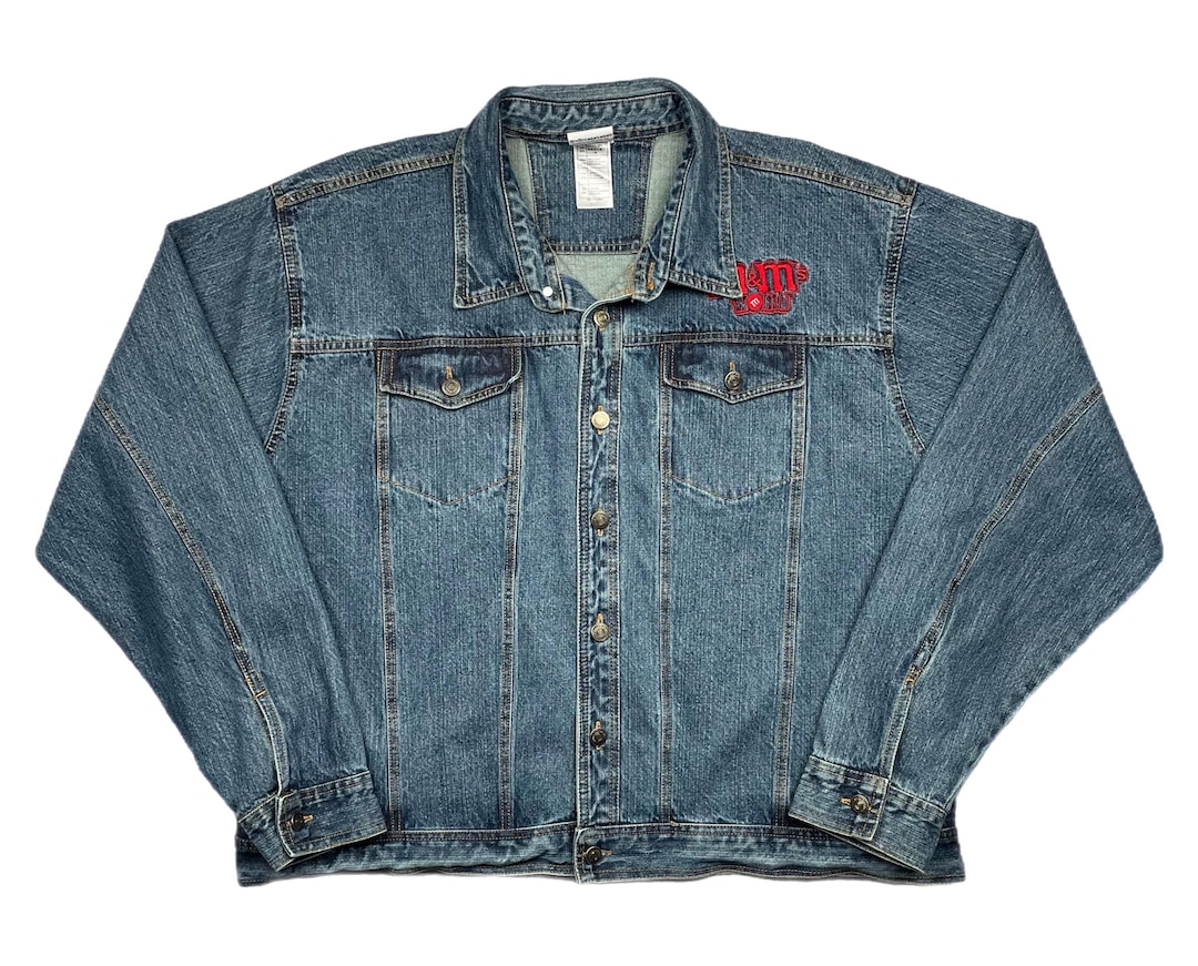 Vintage 90s M&m's Embroidered Denim Jacket (XL/XXL) - Etsy