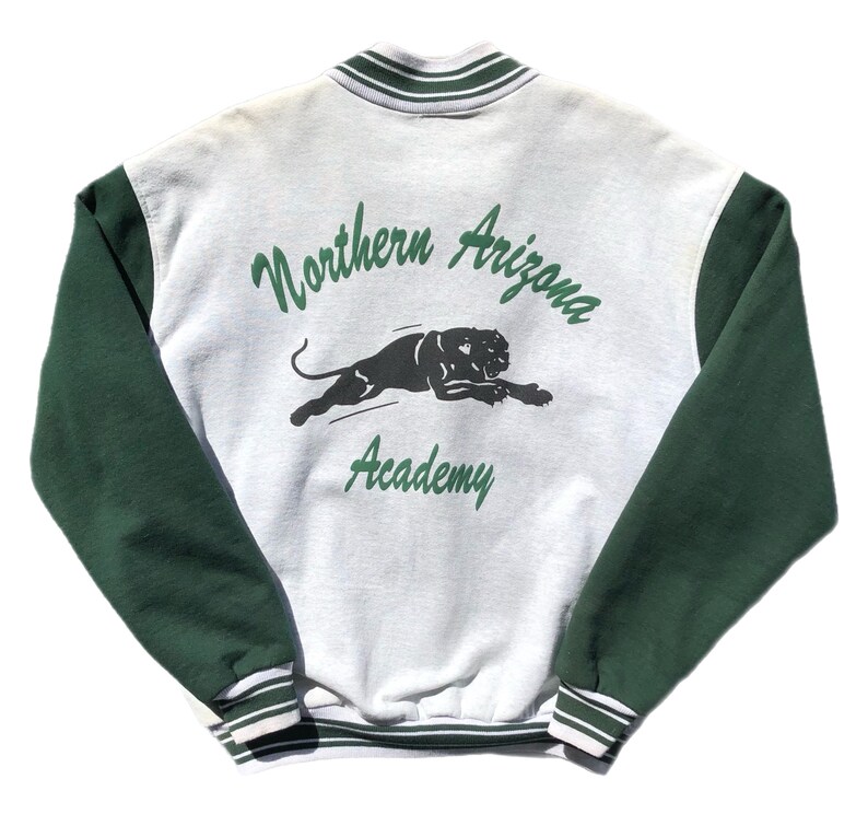 Vintage 90s Northern Arizona Academy Graphic Button Up Varsity Jacket Sweatshirt Size Large/XL image 1