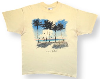 Vintage 90s Sunshine Apparel Florida Faded Beach Destination T-Shirt Size XL